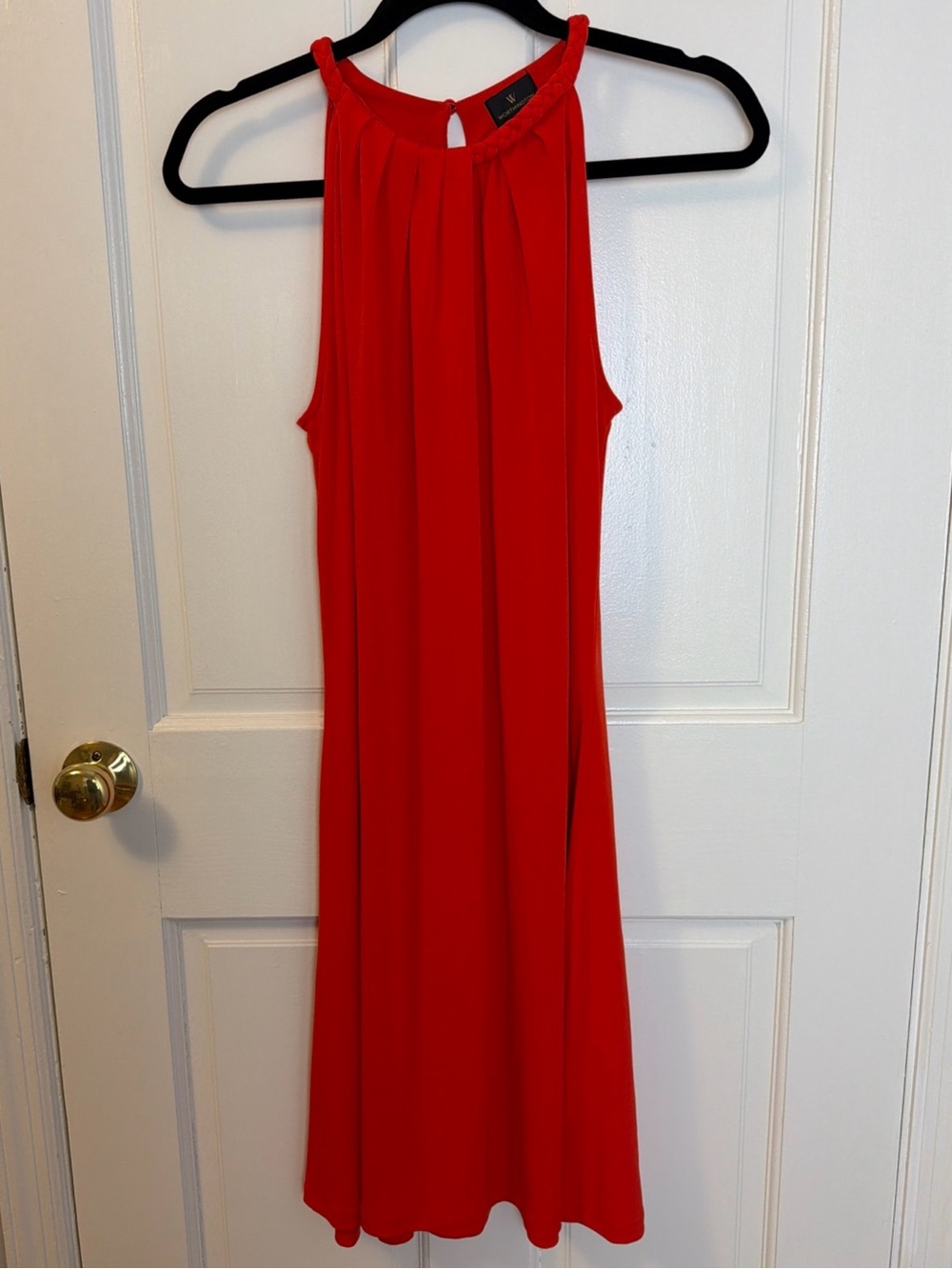 Worthington Women’s Red / Orange Lightweight Halter Knee Length Dress, Size M